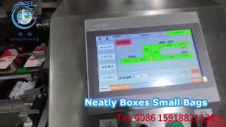 LC-CH530 Automatische kartonneermachine met acht servo's verpakt kleine zakjes netjes.